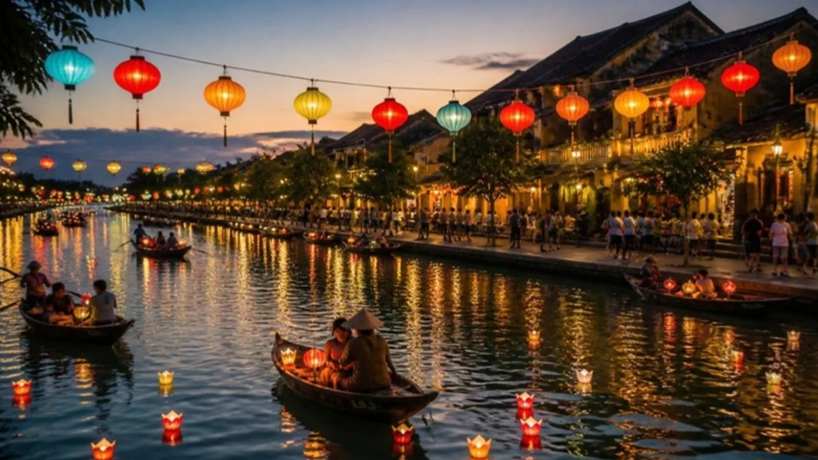 Hoi An lanterns over the Thu Bon